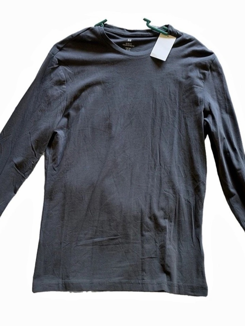 H&M Slim-Fit Long-Sleeved Cotton T-Shirt dark gray